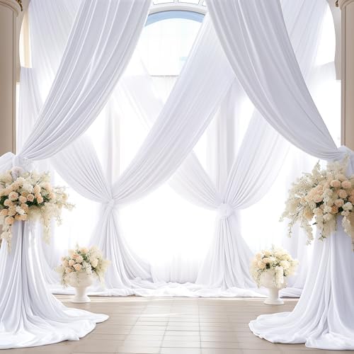 24x10FT White Backdrop Curtains for Wedding Parties, Wrinkle Free Polyester Photography Backdrop Drapes for, alternate view 6