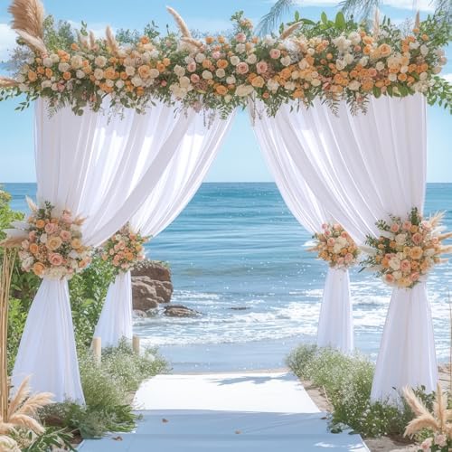 24x10FT White Backdrop Curtains for Wedding Parties, Wrinkle Free Polyester Photography Backdrop Drapes for, alternate view 7