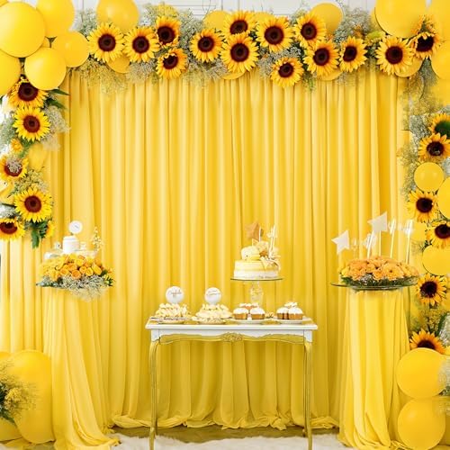24x10FT Yellow Backdrop Curtains for Wedding Parties, Wrinkle Free Polyester Photography Backdrop Drapes for, alternate view