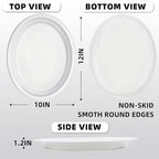 25 Count White Plastic Plates for Graduation Party - Oval White Disposable Plates for Birthday, BBQ, Picnic, alternate view 3