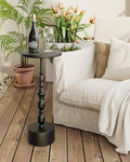 25" End Table, Art Deco Martini Side Table for Living Room, Black in Black