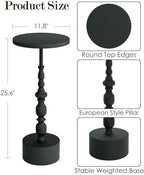 25" End Table, Art Deco Martini Side Table for Living Room, Black in Black, alternate view 2