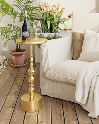 25" End Table, Art Deco Martini Side Table for Living Room, Gold in Gold