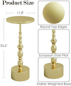 25" End Table, Art Deco Martini Side Table for Living Room, Gold in Gold, alternate view 2