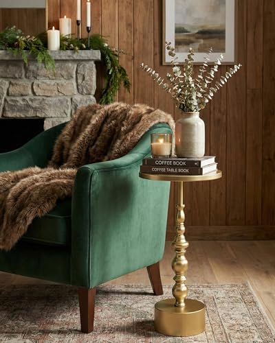 25" End Table, Art Deco Martini Side Table for Living Room, Gold in Gold, alternate view 3