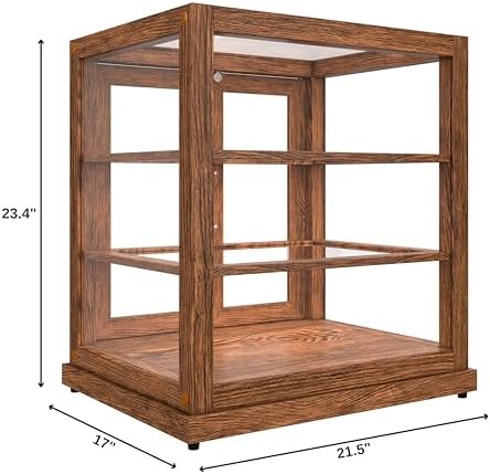 25 in. Dark Wood Countertop Upright Dry Bakery Display Case, Pastry, Cake, and Bread Display with Tempered Glass, alternate