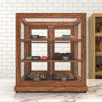 25 in. Dark Wood Countertop Upright Dry Bakery Display Case, Pastry, Cake, and Bread Display with Tempered Glass, alternate
