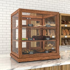 25 in. Dark Wood Countertop Upright Dry Bakery Display Case, Pastry, Cake, and Bread Display with Tempered Glass, alternate