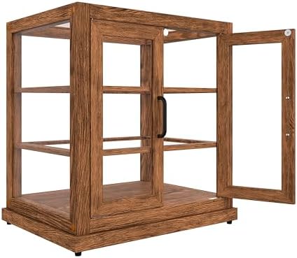 25 in. Dark Wood Countertop Upright Dry Bakery Display Case, Pastry, Cake, and Bread Display with Tempered Glass, alternate