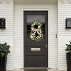 25 Inch Easter Bunny Shaped Artificial Flower Wreath with Colorful Berries Daisies Greenery Bow Knot for Front, alternate