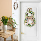 25 Inch Easter Bunny Shaped Artificial Flower Wreath with Colorful Berries Daisies Greenery Bow Knot for Front, alternate