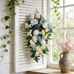 25 Inch Spring Blue Rose Door Hanging Artificial Floral Swag for Front Door Window Porch Stair Railing Spring, alternate view
