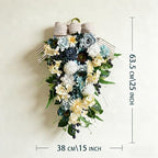 25 Inch Spring Blue Rose Door Hanging Artificial Floral Swag for Front Door Window Porch Stair Railing Spring, alternate view
