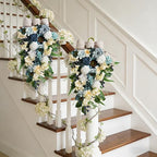 25 Inch Spring Blue Rose Door Hanging Artificial Floral Swag for Front Door Window Porch Stair Railing Spring, alternate view