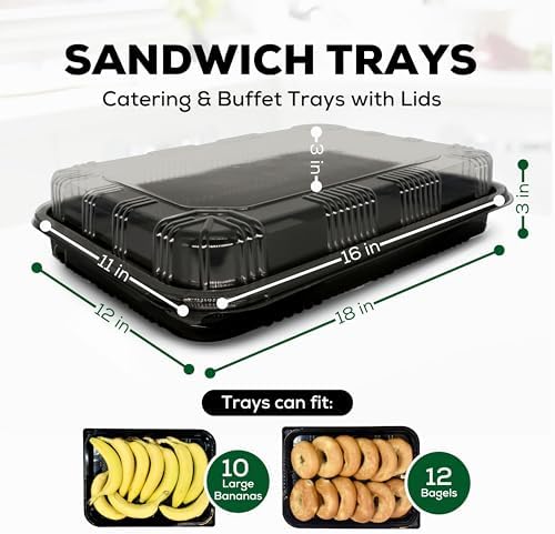 25 Pack Catering Trays with Lids - 17" Serving Tray with Lid, Heavy Duty Recyclable Plastic Party Platters for, alternate