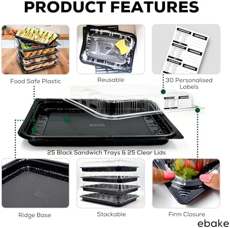 25 Pack Catering Trays with Lids - 17" Serving Tray with Lid, Heavy Duty Recyclable Plastic Party Platters for, alternate