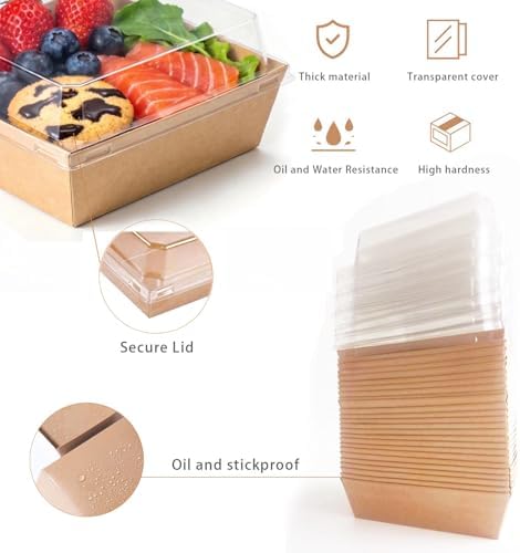 25-Pack Charcuterie Boxes with Clear Lids - Disposable Paper Mini Food Containers (5-Inch), Suitable for, alternate view 7