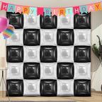 25 PCS 19inches Black and White Square Foil Balloons Wall | Double Sided Cube Balloons Tunnel Arch Kit - Ideal, alternate