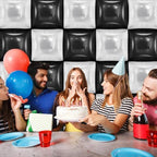 25 PCS 19inches Black and White Square Foil Balloons Wall | Double Sided Cube Balloons Tunnel Arch Kit - Ideal, alternate