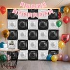 25 PCS 19inches Black and White Square Foil Balloons Wall | Double Sided Cube Balloons Tunnel Arch Kit - Ideal, alternate