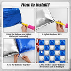 25 PCS 19inches Blue and Silver Square Foil Balloons Wall | Double Sided Cube Balloons Tunnel Arch Kit - Ideal, alternate