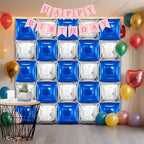 25 PCS 19inches Blue and Silver Square Foil Balloons Wall | Double Sided Cube Balloons Tunnel Arch Kit - Ideal, alternate