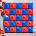 25 PCS 19inches Dark Blue and Red Square Foil Balloons Wall | Double Sided Cube Balloons Tunnel Arch Kit - Ideal