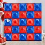 25 PCS 19inches Dark Blue and Red Square Foil Balloons Wall | Double Sided Cube Balloons Tunnel Arch Kit - Ideal