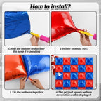 25 PCS 19inches Dark Blue and Red Square Foil Balloons Wall | Double Sided Cube Balloons Tunnel Arch Kit - Ideal, alternate
