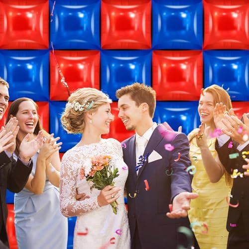 25 PCS 19inches Dark Blue and Red Square Foil Balloons Wall | Double Sided Cube Balloons Tunnel Arch Kit - Ideal, alternate