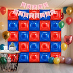 25 PCS 19inches Dark Blue and Red Square Foil Balloons Wall | Double Sided Cube Balloons Tunnel Arch Kit - Ideal, alternate