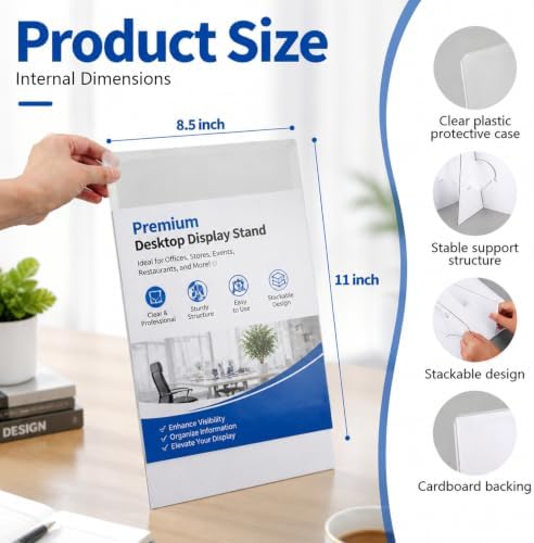25 Pcs Paper Sign Holder 8.5'' x 11'' with Clear Plastic Cover in clear, alternate view 3