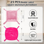 25 PCS Rose Red & Pink Square Foil Balloons Wall Backdrop- Arch Tunnel Decorations for Birthdays Graduation, alternate view 2