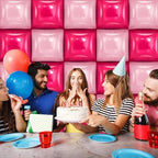 25 PCS Rose Red & Pink Square Foil Balloons Wall Backdrop- Arch Tunnel Decorations for Birthdays Graduation, alternate view 5