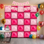25 PCS Rose Red & Pink Square Foil Balloons Wall Backdrop- Arch Tunnel Decorations for Birthdays Graduation, alternate view 7