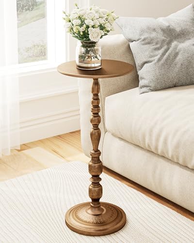 25" Side Table, Art Deco Vintage Metal Accent End Table, Bronze