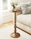 25" Side Table, Art Deco Vintage Metal Accent End Table, Bronze