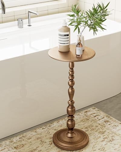 25" Side Table, Art Deco Vintage Metal Accent End Table, Bronze, alternate view 6