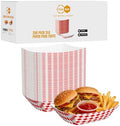 250 Pack 3lb Red White Checkered Paper Food Trays 3lb, 250 Pack Large - Heavy Duty Grease Resistant for Large
