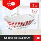 250 Pack 3lb Red White Checkered Paper Food Trays 3lb, 250 Pack Large - Heavy Duty Grease Resistant for Large, alternate view