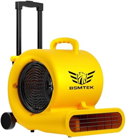 2500-5000 CFM 1HP Air Mover Blower Fan, Floor Blower Dryer, 3 Speeds, 4 Adjustable Angles, Handle Wheelkit, 15Ft