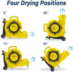 2500-5000 CFM 1HP Air Mover Blower Fan, Floor Blower Dryer, 3 Speeds, 4 Adjustable Angles, Handle Wheelkit, 15Ft, alternate