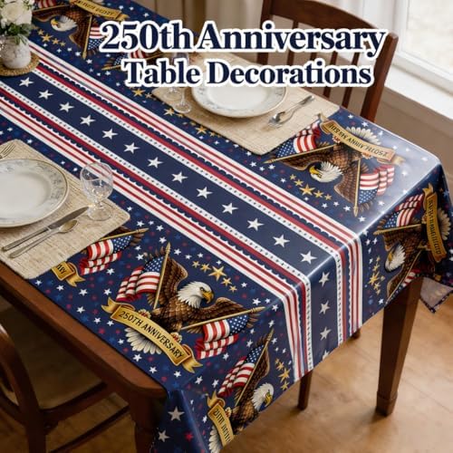 250th Anniversary American Flag Tablecloth for 4th of July Decorations | 250 Anniversary USA Merchandise |, alternate view 3