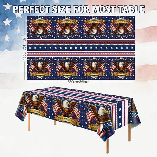 250th Anniversary American Flag Tablecloth for 4th of July Decorations | 250 Anniversary USA Merchandise |, alternate view 4