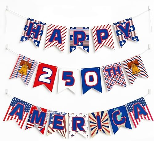 250th Anniversary Decorations - 250 Year USA Anniversary Banner | America 250th Merchandise Outdoor Indoor