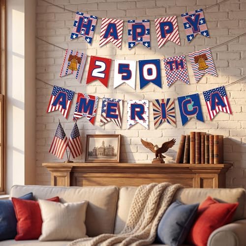 250th Anniversary Decorations - 250 Year USA Anniversary Banner | America 250th Merchandise Outdoor Indoor, alternate view 5
