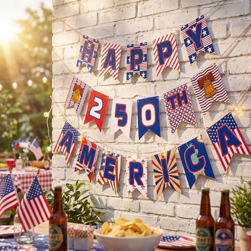 250th Anniversary Decorations - 250 Year USA Anniversary Banner | America 250th Merchandise Outdoor Indoor, alternate view 6