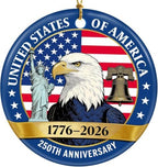 250th Anniversary USA Ornaments for Christmas Decorations, Ceramic Patriotic Keepsake for 4th of July, alternate view 7