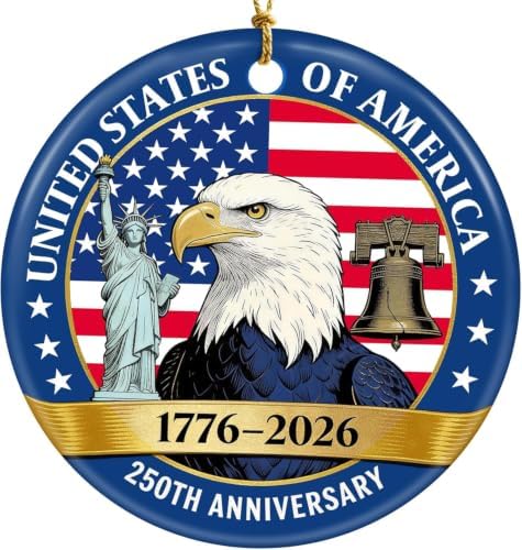 250th Anniversary USA Ornaments for Christmas Decorations, Ceramic Patriotic Keepsake for 4th of July, alternate view 7