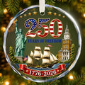 250th Anniversary USA Ornaments for Patriotic Christmas Decorations-Crystal Glass Fourth of July